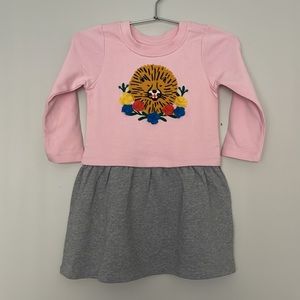 Hanna Anderson Girls Lion & Flower Embroidered Dress Size 4